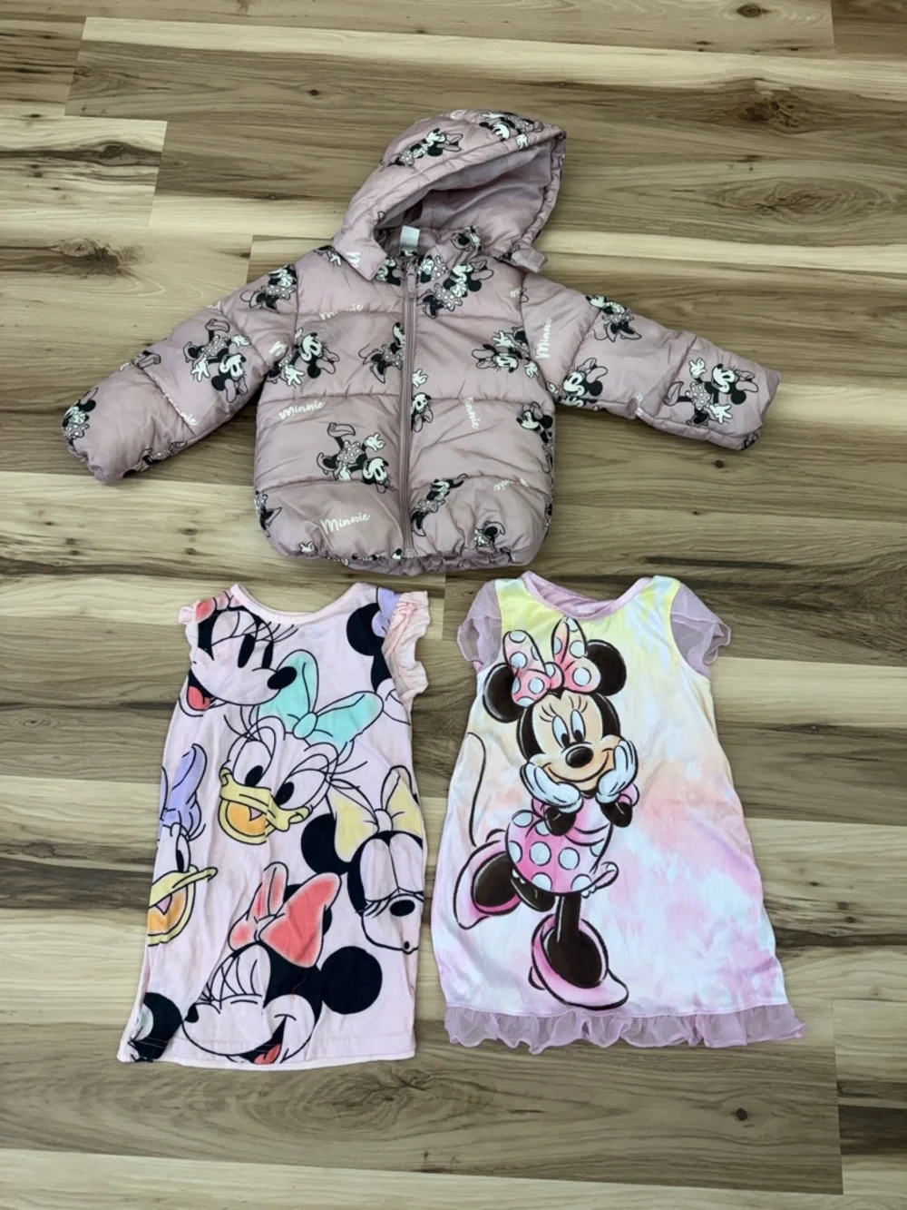 Minnie Mouse Pink Puffer Jacket & Minnie Dresses Set CC1